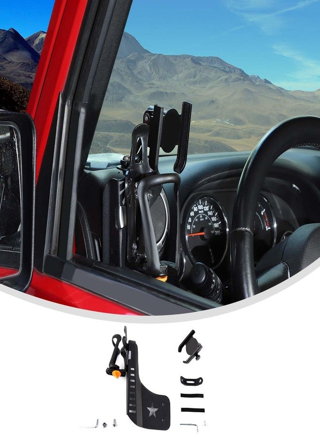 Linskip Door Cup Holder Expander Compatible with Jeep Wrangler JK JKU 2011-2017, 2 in 1 Multi-Function Cell Phone Mount for Jeep Wrangler JK Accessories(Black) - Image 1
